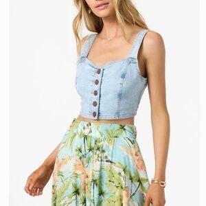 O’Neil Light Wash Denim Crop Tank Top - Women's